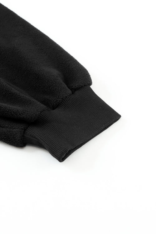 Black Bishop Sleeve Zip Up Hoodie Flap Pockets