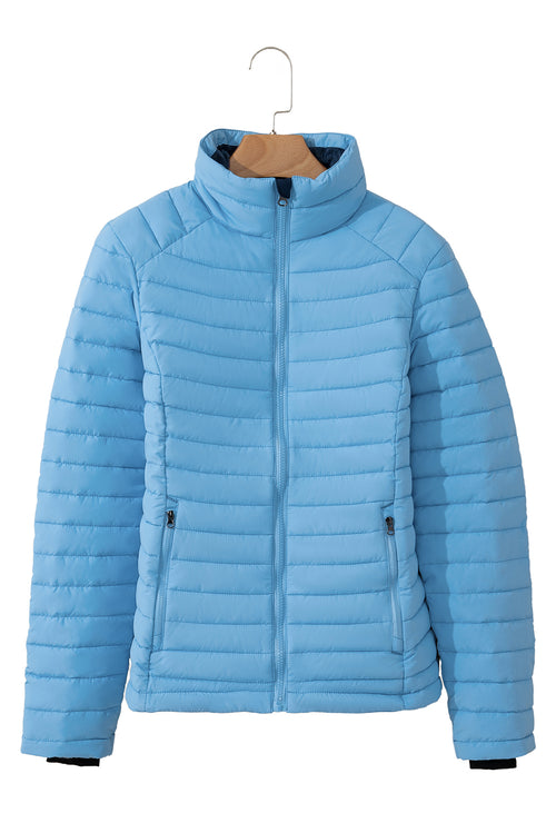 Myosotis Solid Color Quilted Zip-up Puffer Jacket