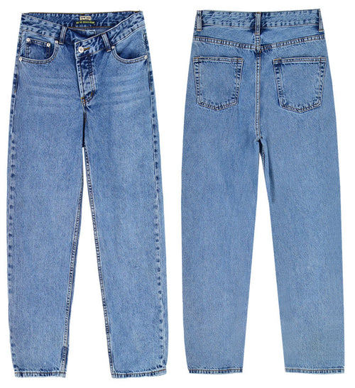 Hoge taille onregelmatige denim vrouwelijke flare jeans