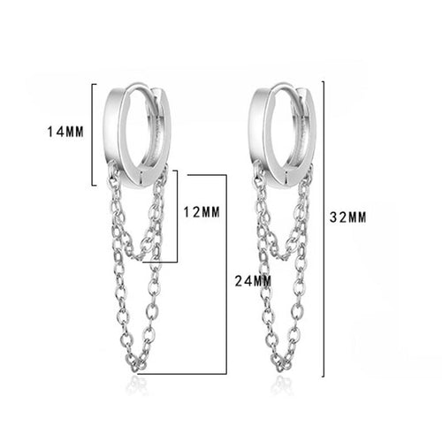 Gold Silver Long Chain Earring  925 Sterling Silver