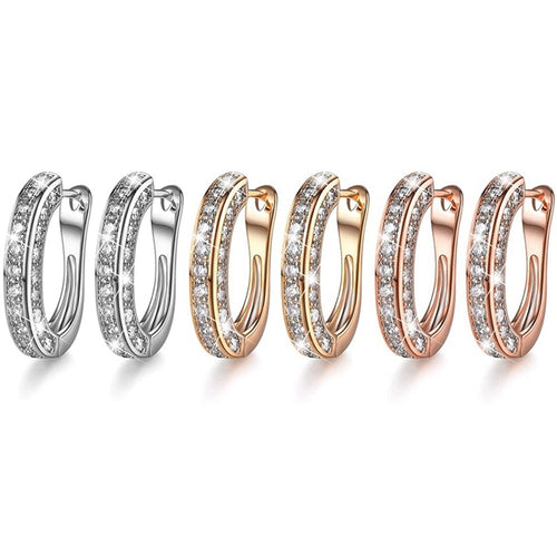 Hoop "U" Shape Gold Filled Zircon Party Earrings Jewelry Gift