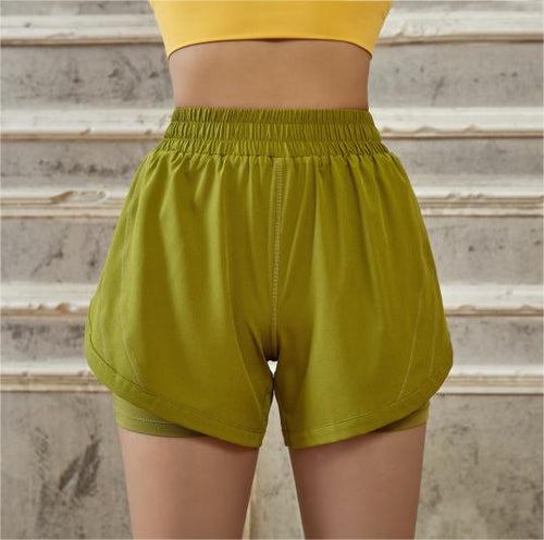 Sports Shorts Women Running Shorts Summer Workout Shorts Faux Two Piece Yoga Shorts