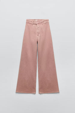 Jeans Dames Eenvoudige hoge taille Rechte gewassen gerafelde zoom Cropped broek