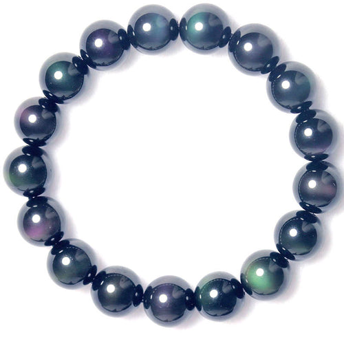 Rainbow Purple Green Eye Obsidian Bracelet