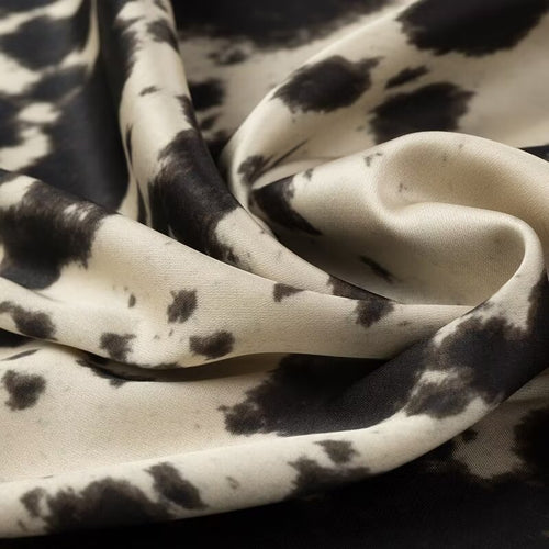 Animal Pattern Printed Silk Satin Texture Midi