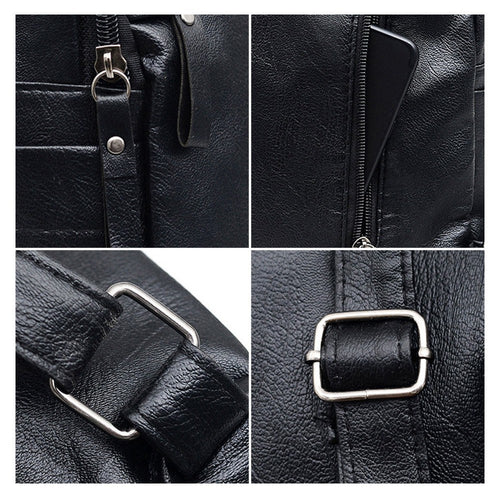Leather Solid Casual Black Backpacks