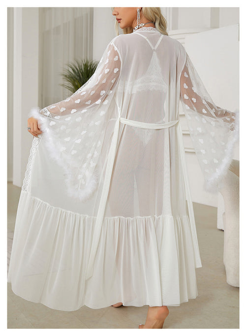 Mesh Nightgown  Lingerie Cardigan Pajamas