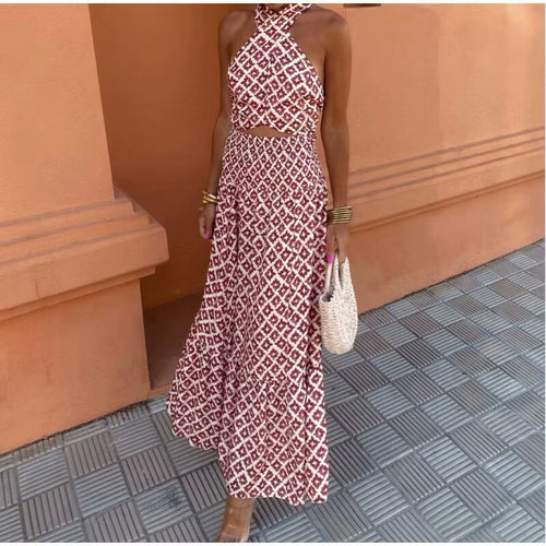 Backless Suit Halter Lace Up Small Top Waist Slimming Maxi