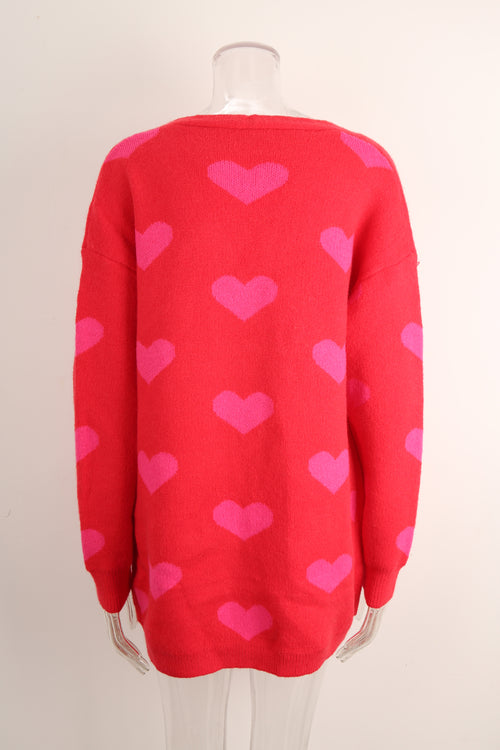 Winter Clothes Sweater Patchwork Knitting Valentine Day Love Sweater