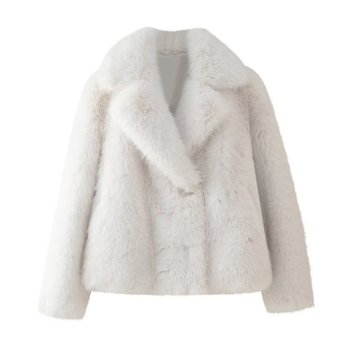 Women Clothing French Loose Artificial Fur Effect Short Coat