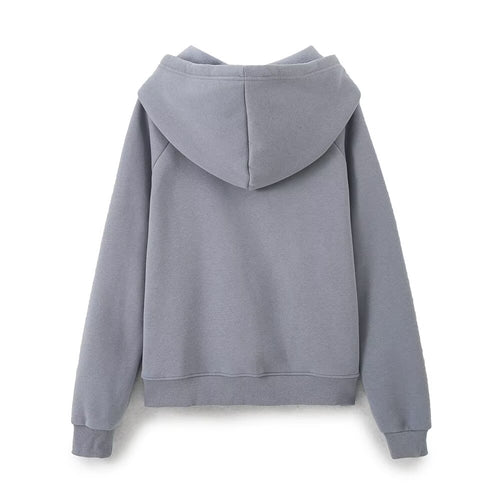 Fall Women Clothing Stylish Simple Hooded Washed Sweater