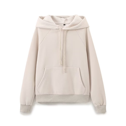 Fall Women Clothing Stylish Simple Hooded Washed Sweater