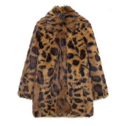 Fashionable Jacket Animal Pattern Plush Coat