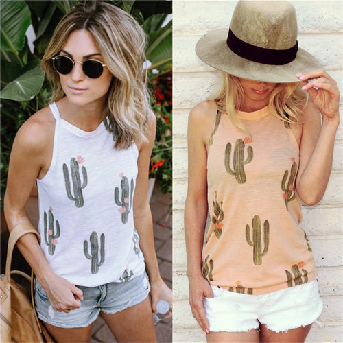 Cactus Print Casual Halter