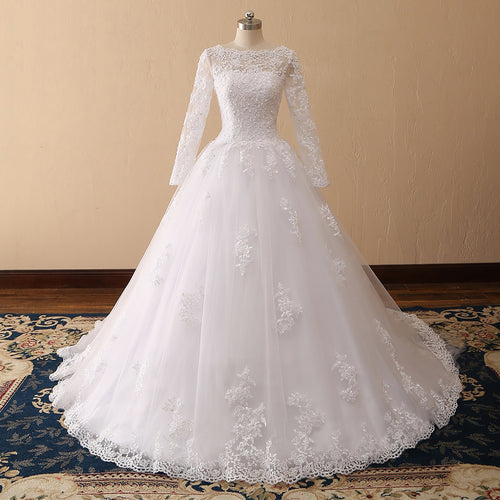Long Sleeves Wedding Dresses Lace A Line