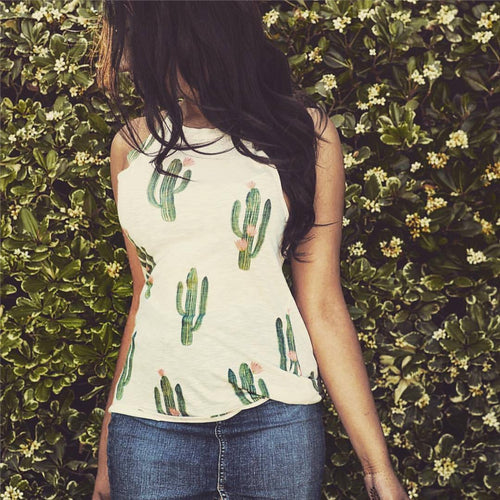 Cactus Print Casual Halter