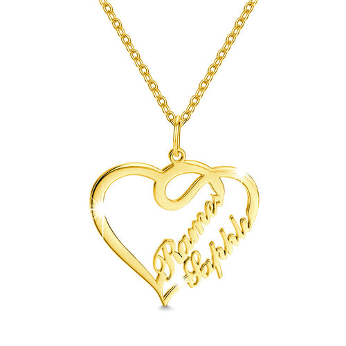 Double Heart Necklace Personalized Necklaces Pendant Gifts Stainless Steel For Women