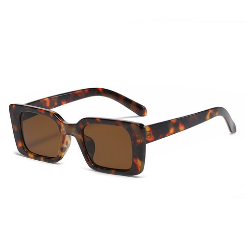 Popular Fashion Small Rectangle Sunglasses Women Retro Leopard Shades UV400 Men Trending Square Sun Glasses