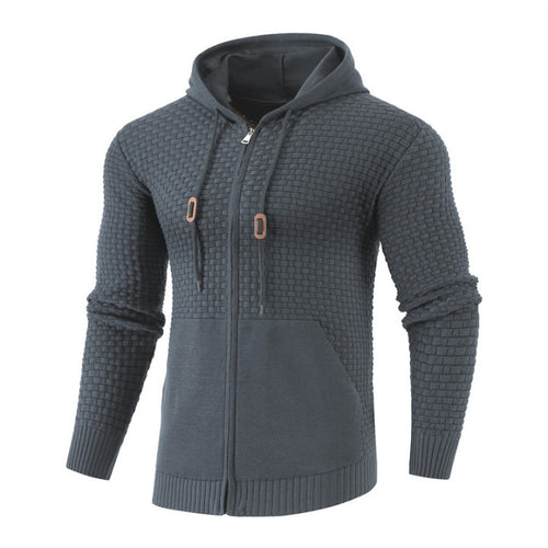 Knitting Zipper Hoodies Leather Printing 3D Outdoor Sports Hoodies with Pockets