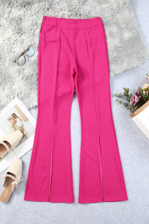 Black Split Hem Casual High Waist Pants