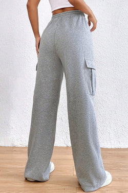 Light Grey Drawstring Waist Cargo Sweatpants