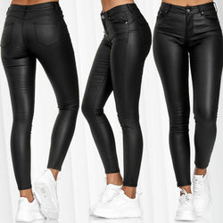 New Popular Womens Clothing Casual Pants Skinny Pants Faux Leather