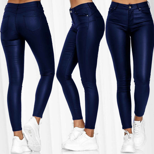 New Popular Womens Clothing Casual Pants Skinny Pants Faux Leather