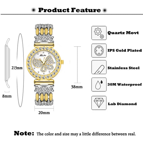 MISSFOX 2030 Butterfly s Luxury Brand Big Diamond 18K Gold