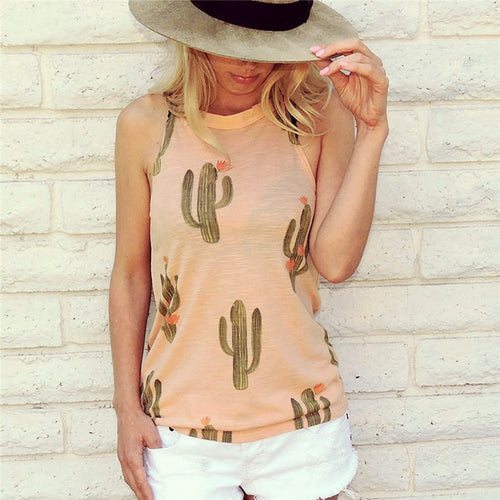 Cactus Print Casual Halter