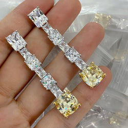 Stralende trapeziumvormige gele diamanten oorbellen voor dames