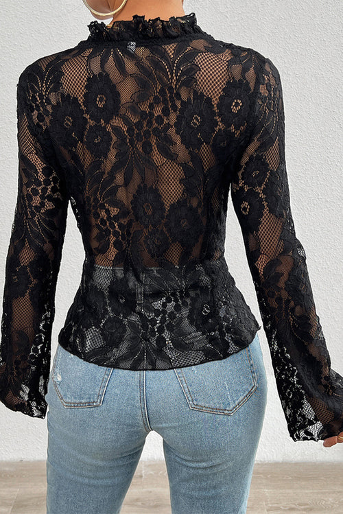 Red Dahlia Sexy V Neck Hollow Lace Knot Blouse