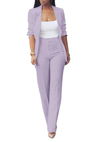 2 Piece Blazer Sets Open Front Blazers and Slim Fit Pants Suits Set