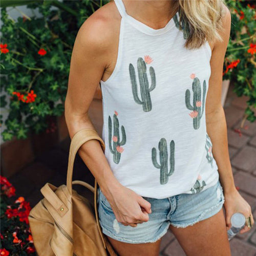 Cactus Print Casual Halter