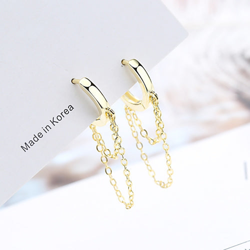 Gold Silver Long Chain Earring  925 Sterling Silver