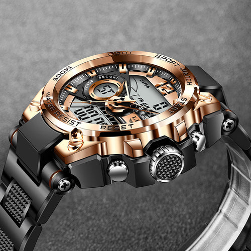 Lige elektronisch quartzhorloge met dubbel display Nieuw ontwerp Lichtgevend horloge Waterdicht horloge 