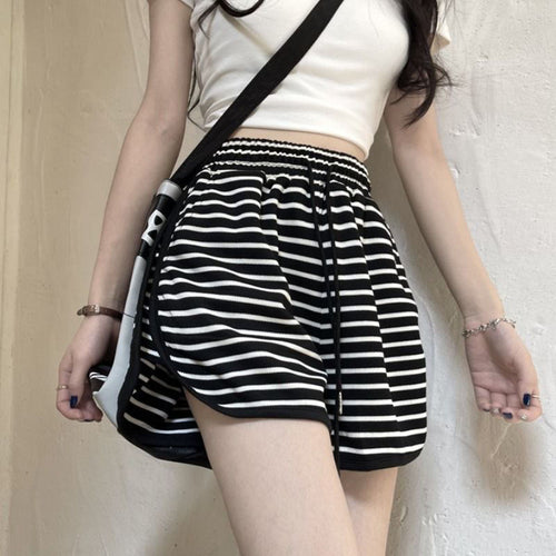 Versatile Casual High Waist Striped Elastic