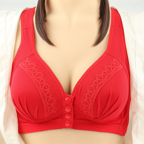 Front Closure Button  Wireless Bralette Push Up