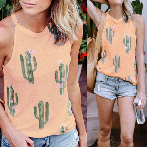 Cactus Print Casual Halter