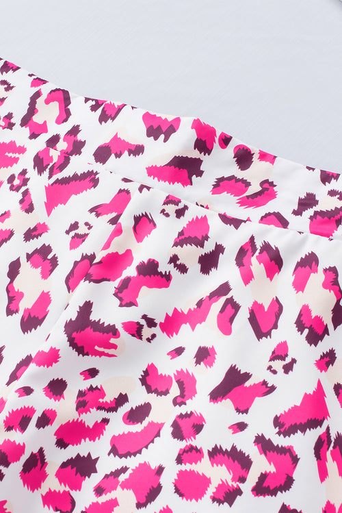 Rose Casual Leopard Print Flutter Flared