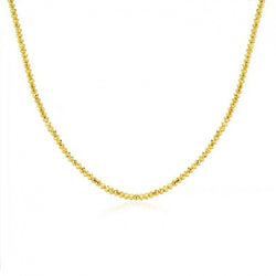 18K Gold Necklace Bungee Laser Bead Wave Bead