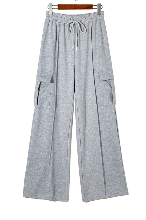 Light Grey Drawstring Waist Cargo Sweatpants