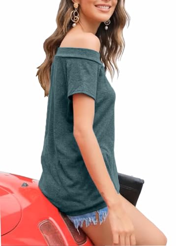 Halife Women's Off The Shoulder Tops Summer Casual Short Sleeve T Shirts