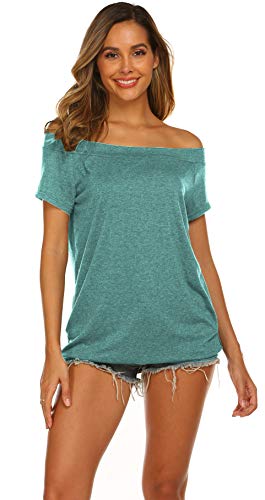 Halife Women's Off The Shoulder Tops Summer Casual Short Sleeve T Shirts