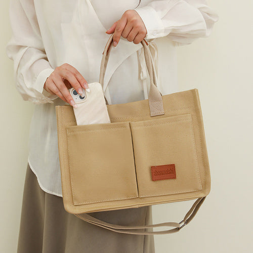 Canvas Shoulder Multi-pocket Shopper