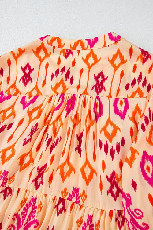 Abstract Geometric Orange Western Printed Maxi