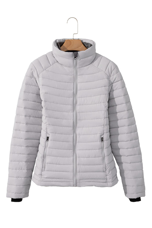 Myosotis Solid Color Quilted Zip-up Puffer Jacket