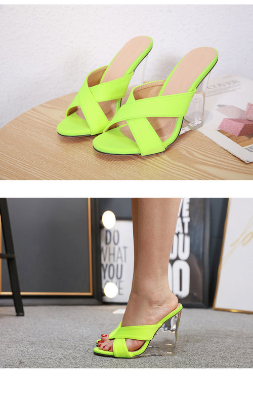 Crystal fluorescent high heels
