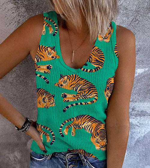 Hot Selling Printed Hot Stamping Sleeveless Womens T Shirts In Europe and America