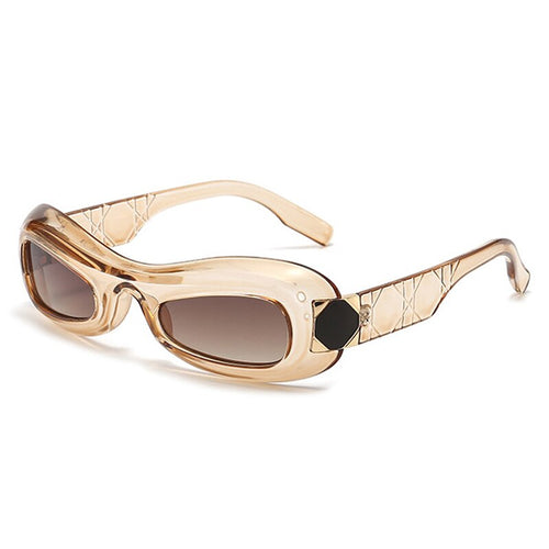 Vintage Cat Eye Women Sunglasses Fashion Brand Designer Gradient Shades UV400 Men Oval Champagne Sun Glasses