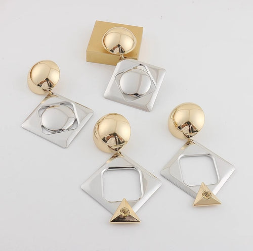 Geometric diamond earrings